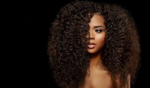 Beauty,Fashion,Model.,Black,Woman,Face,&,Beautiful,Voluminous,Hair.